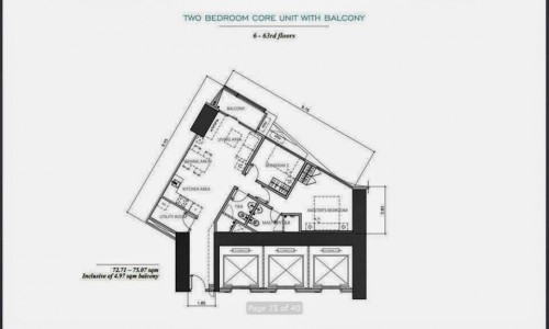 2br core unit with balcony 6th to 63rd floor